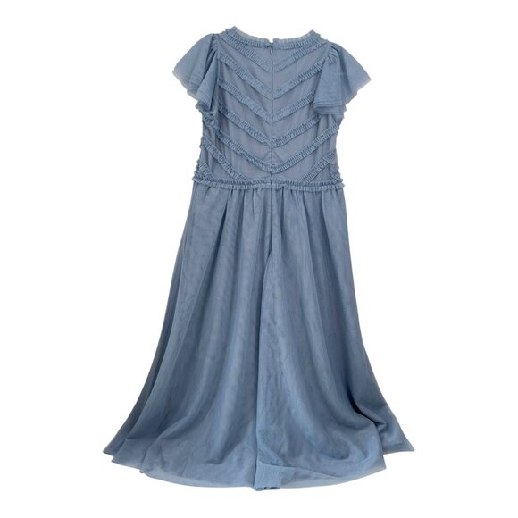Boden Women Tulle Light Blue Flutter Sleeve Midi Dress Mesh Fabric Women US 8P - Picture 12 of 13
